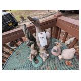 GROUP OF RESIN YARD FIGURINES, SQUIRRELS AND GEESE