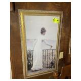 FRAMED AND MATTED PRINT OF WOMAN WITH FLOWER, 22 I