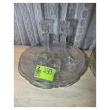 GROUP OF GLASS SERVING TRAYS AND CANDLE HOLDERS