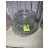 GROUP OF GLASS SERVING BOWLS, TRAY
