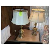 PAIR OF BRASS COLOR TABLE LAMPS, 32 IN TALL