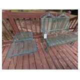 VINTAGE GREEN METAL GLIDER ROCKER 46 IN LONG AND T