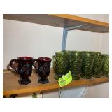 GREEN AND RED DRINKING GLASSES