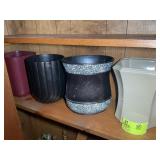 GROUP OF DECORATIVE TRASH CANS