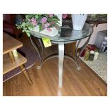 GLASS TOP SIDE TABLE, 28 IN X 24.5 IN, NO CONTENTS