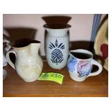 GROUP OF POTTERY STYLE VASES AND PITCHERS