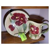 FLORAL THEMED PITCHER AND DECORATIVE PLATE