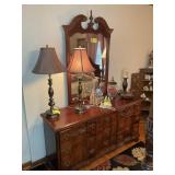 9 DRAWER WOODEN DRESSER, 64 IN X 18 IN X 32.5 IN,