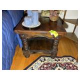 WOODEN 2 TIER SIDE TABLE, 23 IN X 27 IN X 21 IN, N