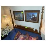 FULL SIZE 4 POST WOOD BED FRAME, HEADBOARD, FOOTBO