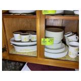 SHELF WITH CORELLE DISHES, APRIL PATTERN, APPROX 6
