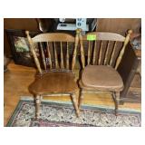 PAIR OF SPINDLE BACK WOOD CHAIRS