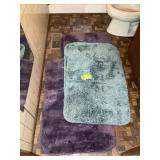 GROUP OF BATHROOM MATS, BLUE AND PURPLE