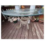 GLASS TOP PATIO TABLE, 48 IN DIAMETER X 30.5 IN