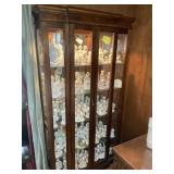 TWO DOOR LIGHTED CHINA CABINET, WOODEN, 42 IN X 14