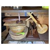 MISC GROUP INCLUDING WICKER BASKETS AND NAPKIN HOL