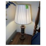 PAIR OF WOODEN TABLE LAMPS, 38 IN TALL WITH SHADES