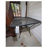 METAL PATIO TABLE, 30 IN SQ X 28 IN TALL