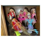 GROUP OF BARBIE DOLLS WITH STANDS