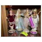 GROUP OF BARBIE DOLLS WITH STANDS