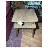 TWO TIER SIDE TABLE, 18 IN SQ X 22 IN, NO CONTETNS