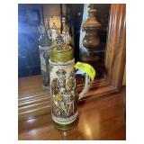 LARGE CERAMIC BEER STEIN WITH LID, 18 IN TALL, MAR