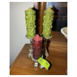 GROUP OF METAL CANDLE HOLDERS MARKED RUBEL WITH DE