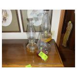GROUP OF GLASS OIL LAMPS, 12 IN TO 17 IN TALL