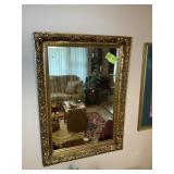 GOLD COLOR FRAMED MIRROR, 30 IN X 42 IN