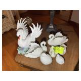 GROUP OF SWAN FIGURINES, UP TO 10 IN TALL