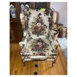 UPHOLSTERED WING BACK ARM CHAIR