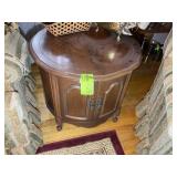 ONE DOOR WOODEN SIDE TABLE, 25 IN DIAMETER X 22 IN