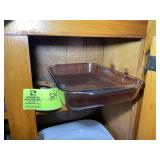 TOP SHELF OVER STOVE, GLASS BAKING DISHES, PYREX