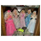 GROUP OF BARBIE DOLLS WITH STANDS