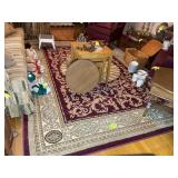 BURGENDY AND TAN AREA RUG, APPROX 94 IN X 129 IN