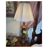 WOODEN TABLE LAMP, 35 IN TALL
