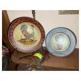 GROUP INCLUDING DECORATIVE PLATES AND BIRD PLACK