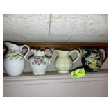 GROUP OF DECORATIVE PITCHERS, UP TO 9.5 IN TALL