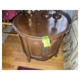 ONE DOOR WOODEN SIDE TABLE, 25 IN DIAMETER X 22 IN