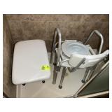 GROUP INCLUDING SHOWER CHAIRS, POTTY CHAIR