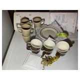 MISC GROUP OF STONEWARE MUGS AND PLATES