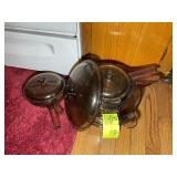 GROUP OF BROWN GLASS VISIONWARE COOKWARE