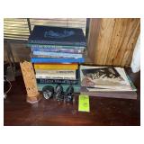 GROUP OF BOOKS AND DECORATIVE ITEMS
