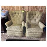 PAIR OF VINTAGE UPHOLSTERED ROCKER RECLINERS