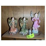 TOP SHELF INCLUDING ANGEL FIGURINES 10 IN UP TO 14