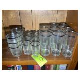 GROUP OF SILVER COLOR RIMMED GLASSWARE
