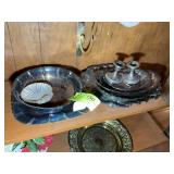 GROUP OF SILVER PLATED TRAYS, DISHES