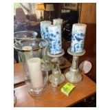 GROUP OF CANDLE HOLDERS, 8 IN TO 15 IN TALL