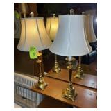 PAIR OF BRASS COLOR TABLE LAMPS, 31 IN TALL