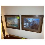 PAIR OF FRAMED AND MATTED DUCK THEMED FOIL PRINTS
